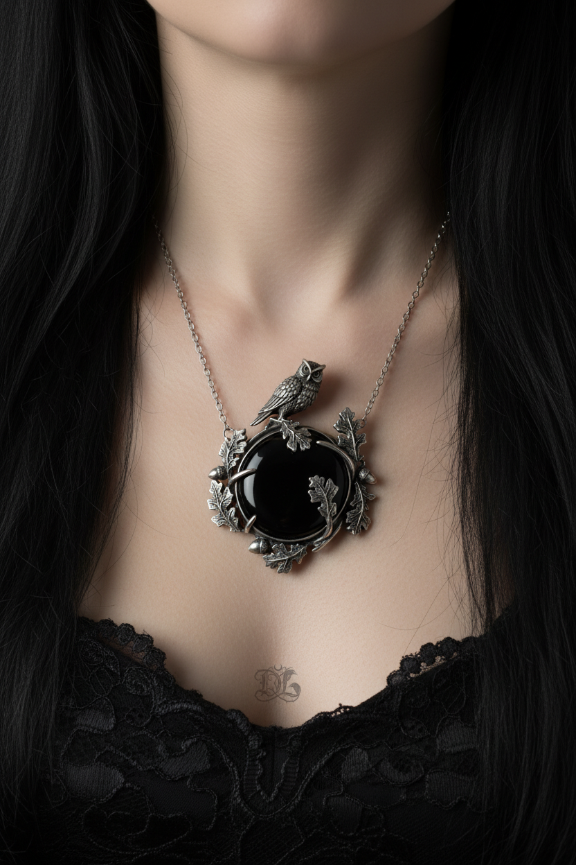 Collar búho ónix cuello sin cara